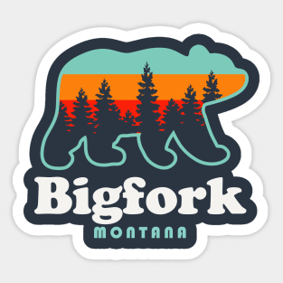 Bigfork Montana Bear Retro Sunset Sticker